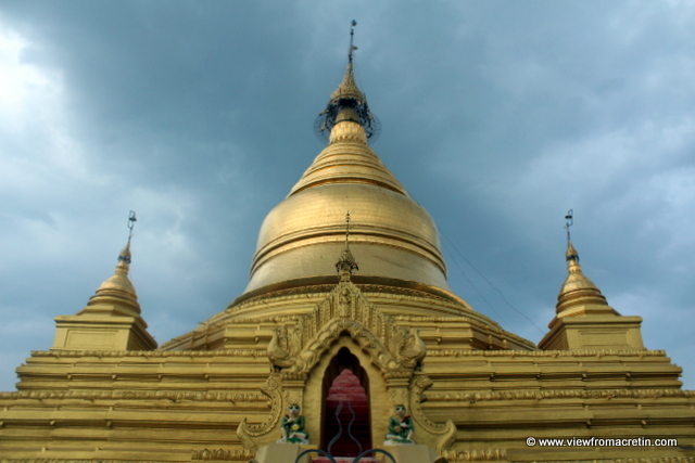 The Kuthodaw Paya in Mandalay as a storm approaches overhead.